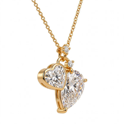 Toi et Moi Heart & Pear Cut Diamond Pendant Necklace