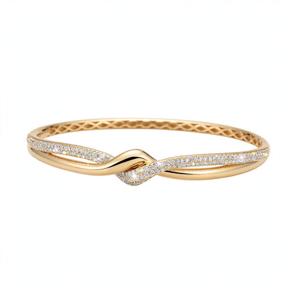 18K Rose Gold Interlocking Infinity Knot Diamond Bangle Bracelet