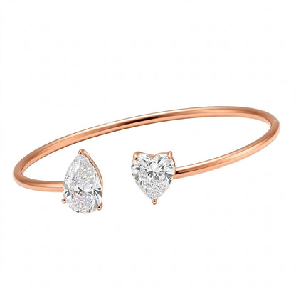 14K Rose Gold Toi et Moi Open Cuff Bracelet