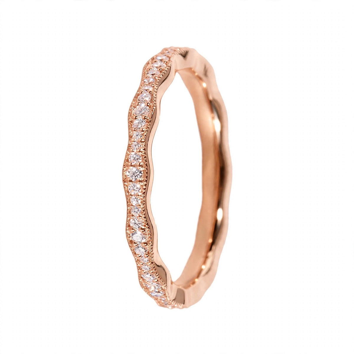 18K Rose Gold Pavé Wave Anniversary Band