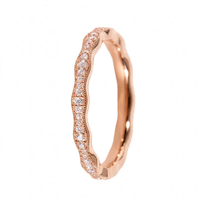 18K Rose Gold Pavé Wave Anniversary Band