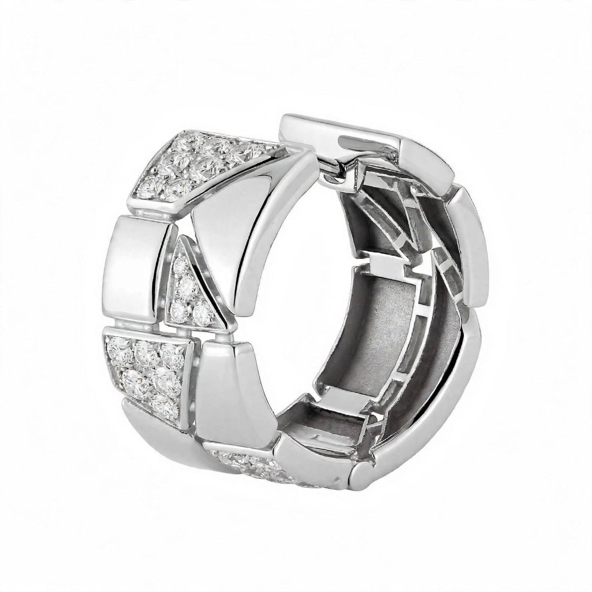 18K Yellow Gold Jigsaw Geometric Hoop Earrings