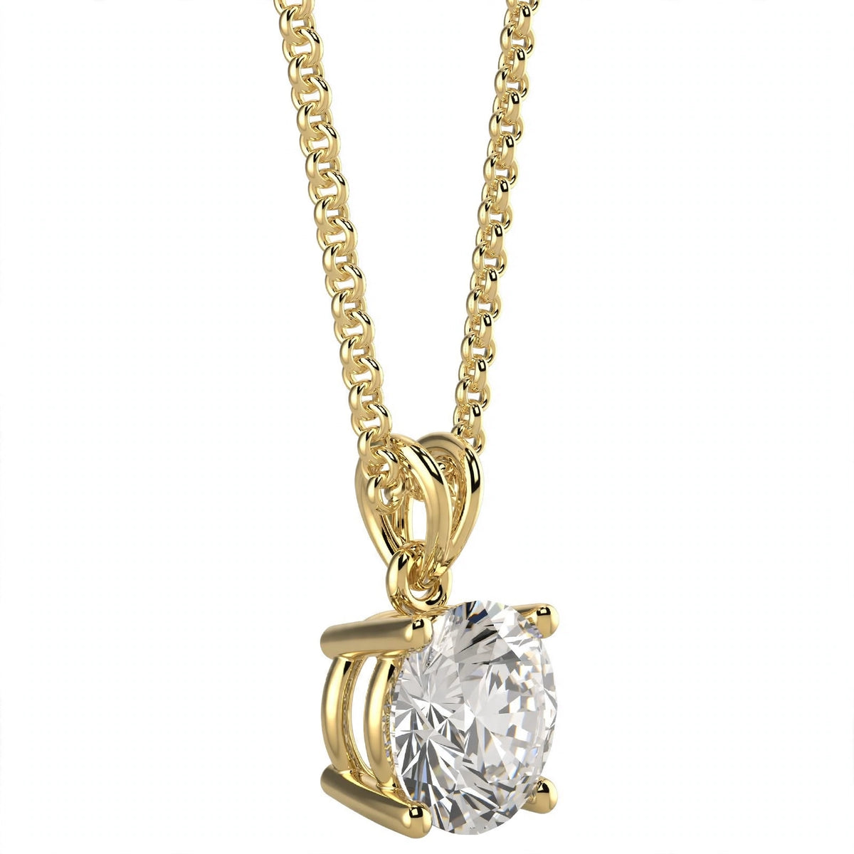 18K White Gold Round Cut Diamond Solitaire Pendant Necklace