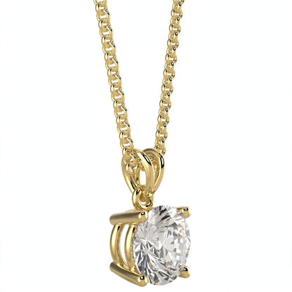 18K White Gold Round Cut Diamond Solitaire Pendant Necklace