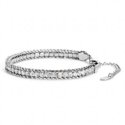 18K Yellow Gold Double Row Tennis Bracelet