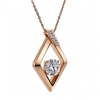 14K Yellow Gold Geometric Rhombus Solitaire Pendant