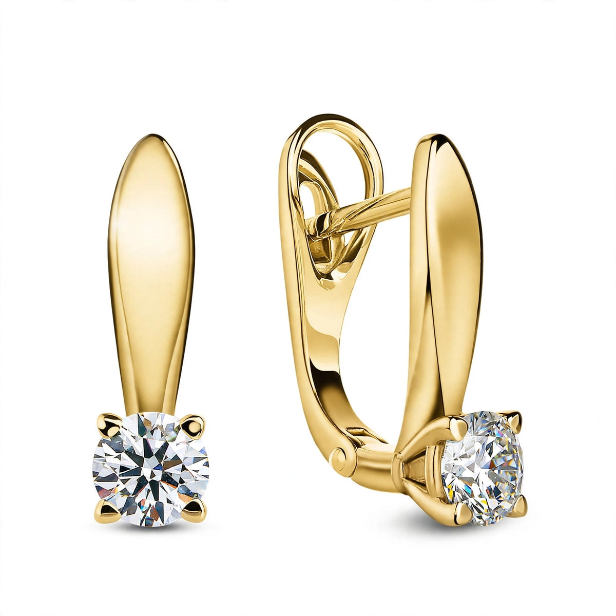 Rose Gold Solitaire Diamond Drop Hoop Earrings