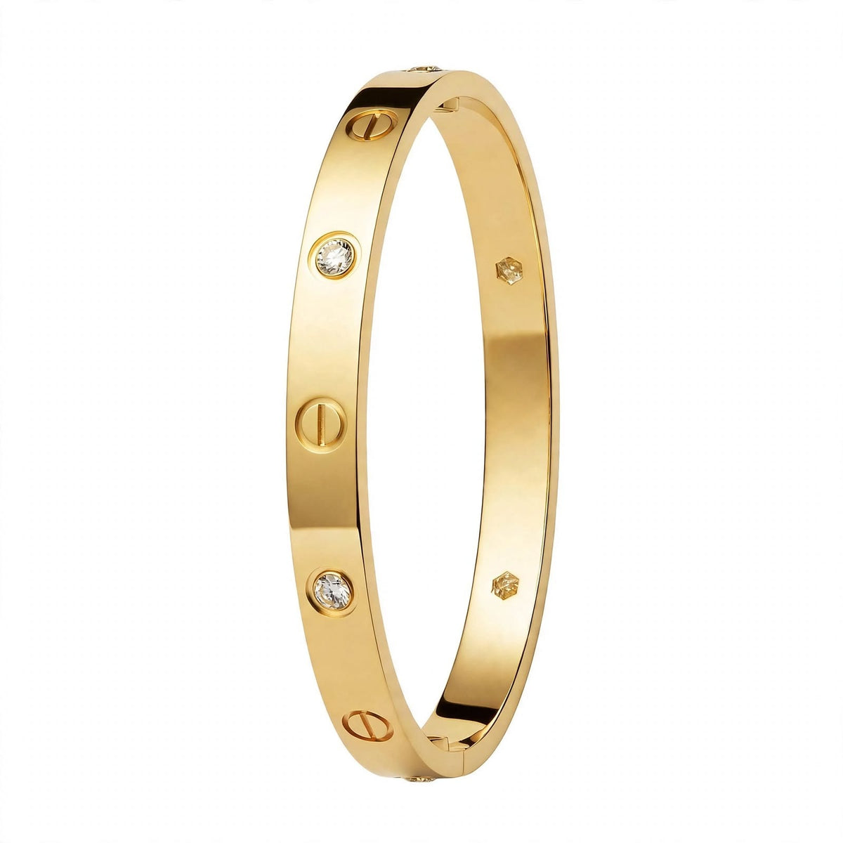 18K Yellow Gold Screw Motif Bangle