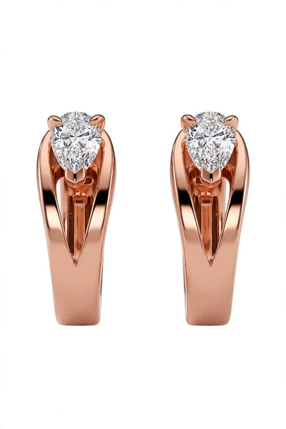 Pear-Cut Diamond Solitaire Hoop Stud Earrings