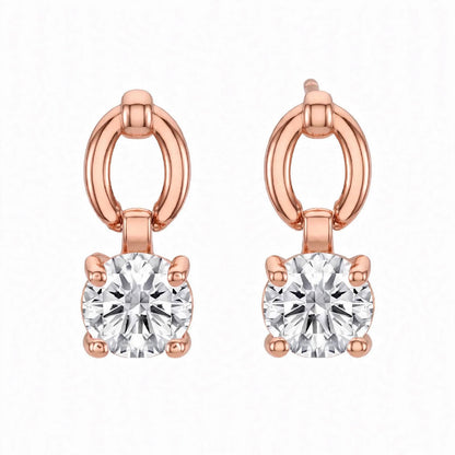 925 Sterling Silver Solitaire Brilliant-Cut Round Dangle Hoops