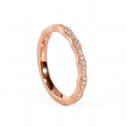 18K Rose Gold Pavé Wave Anniversary Band