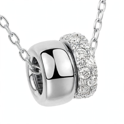 14K Rose Gold Double Band Barrel Pendant Necklace