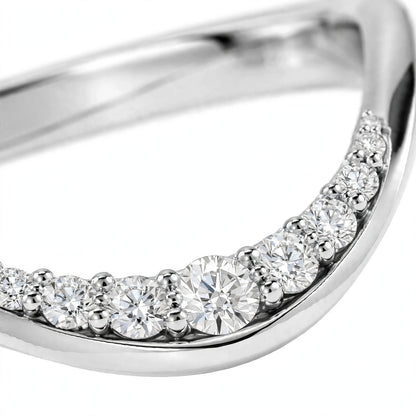 14K White Gold Shared-Prong Curved Diamond Wedding Band
