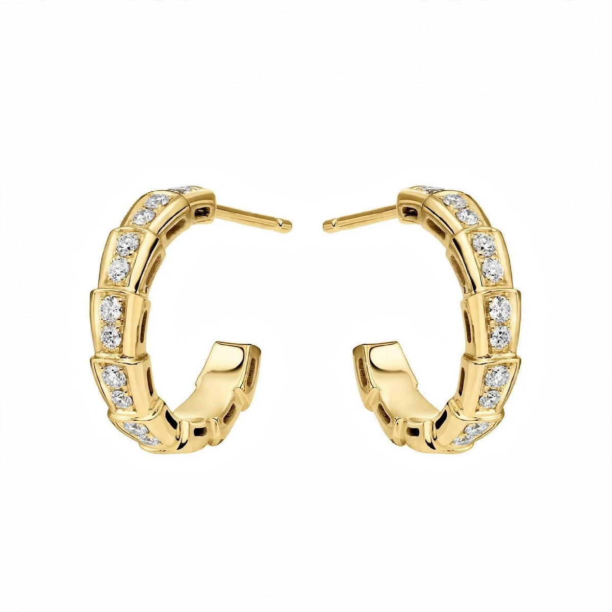 14K Yellow Gold Serpenti Diamond Hoop Earrings