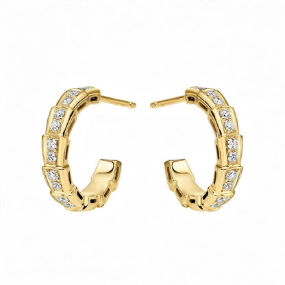 14K Yellow Gold Serpenti Diamond Hoop Earrings