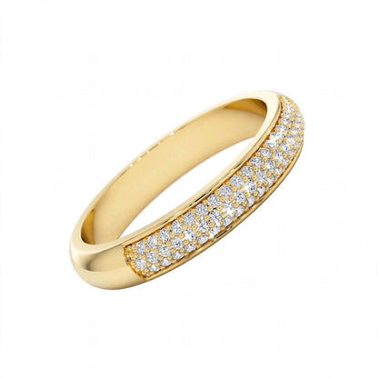 14K Yellow Gold Triple Row Pavé Diamond Eternity Band