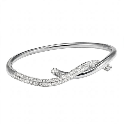 18K Yellow Gold Intertwined Pave Diamond Tie Bangle