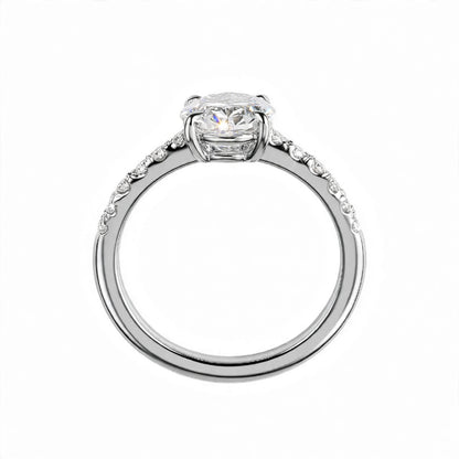 14K Yellow Gold Oval Cut Diamond Engagement Ring with Pavé Band
