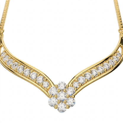 18K White Gold V-Shaped Chevron Diamond Necklace