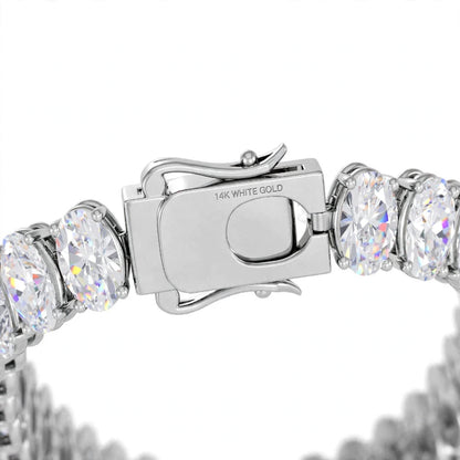 14K Yellow Gold Oval Cut Diamond Tennis Bracelet