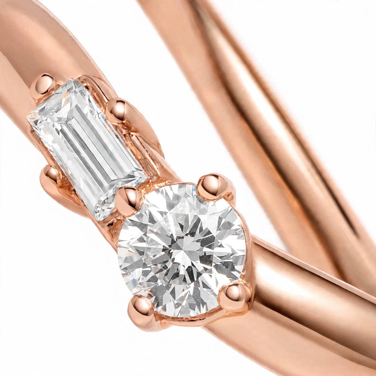 14K Yellow Gold Curved Diamond Wedding Band