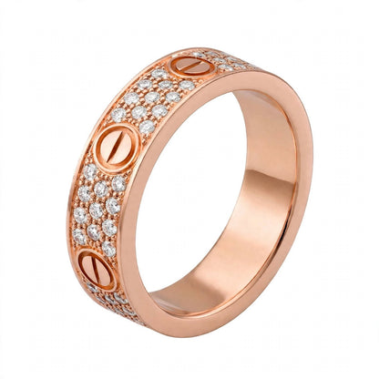 18K Yellow Gold Pavé Diamond Screw Motif Band
