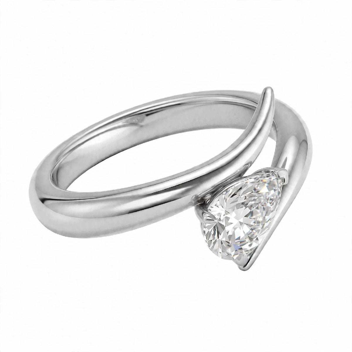 14K Yellow Gold Pear-Cut Diamond Bypass Ring