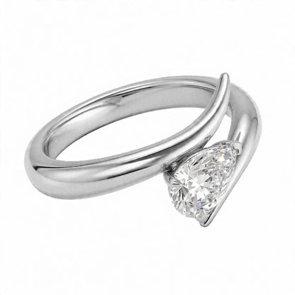 14K Yellow Gold Pear-Cut Diamond Bypass Ring