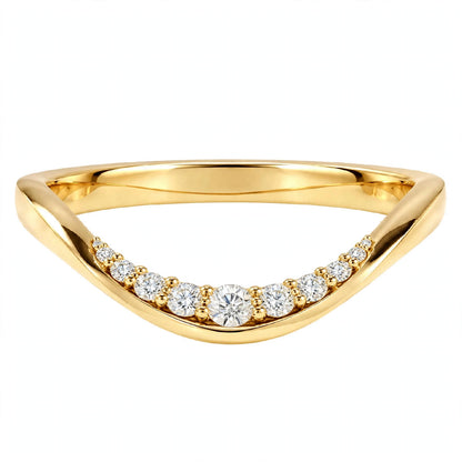 14K White Gold Shared-Prong Curved Diamond Wedding Band