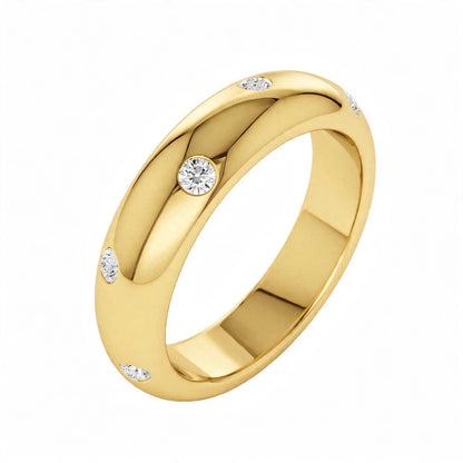 14K White Gold Scattered Flush-Set Diamond Wedding Band