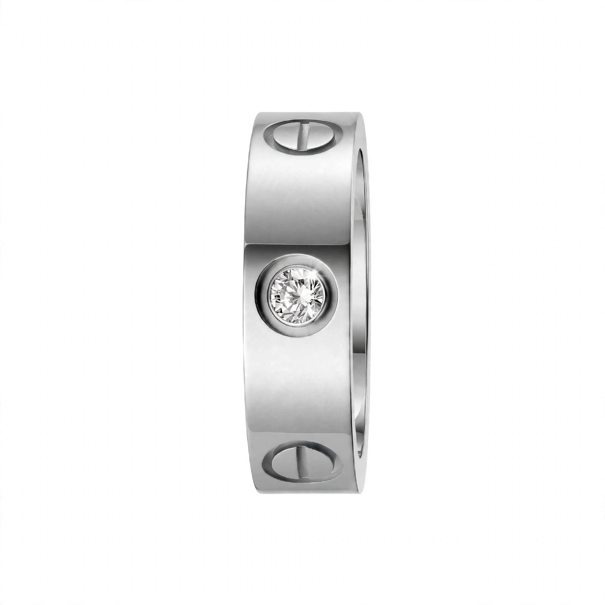 14K Yellow Gold Screw Motif Diamond Band Ring