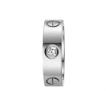 14K Yellow Gold Screw Motif Diamond Band Ring