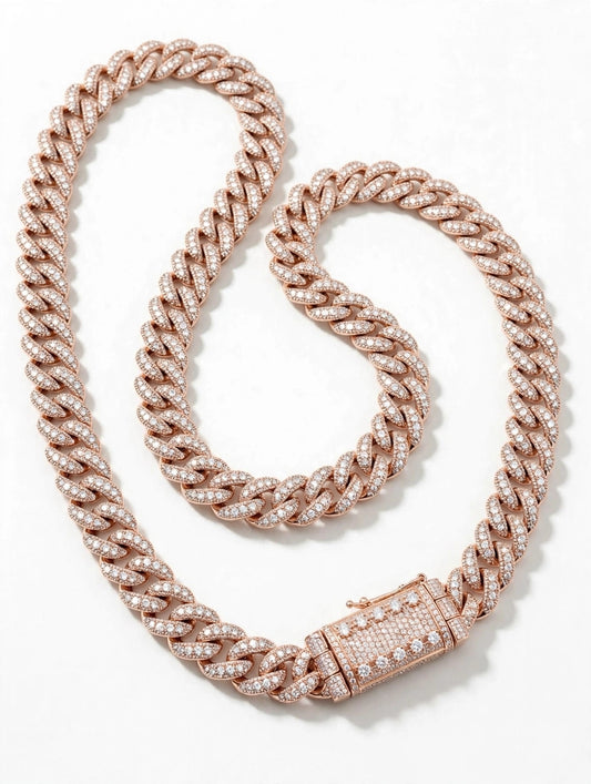 Iced-out Miami Cuban link chain custom-made.