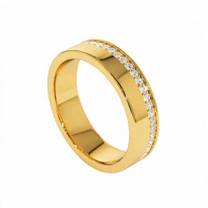 14K Rose Gold Diamond Grooved Wedding Band