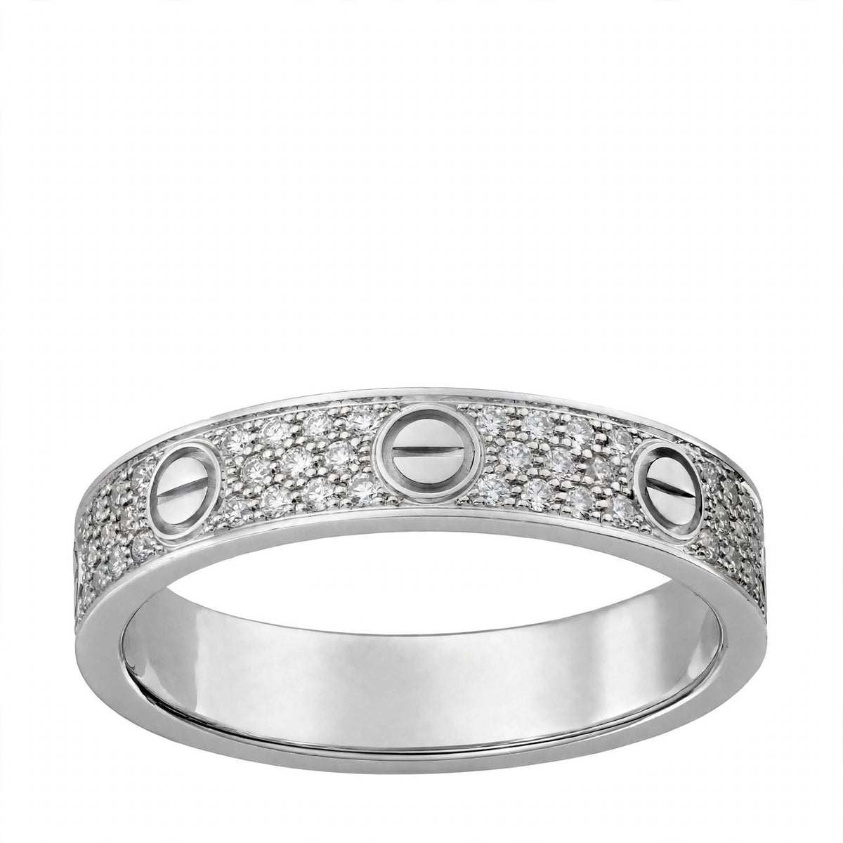 18K Yellow Gold Pavé Diamond Screw Motif Band