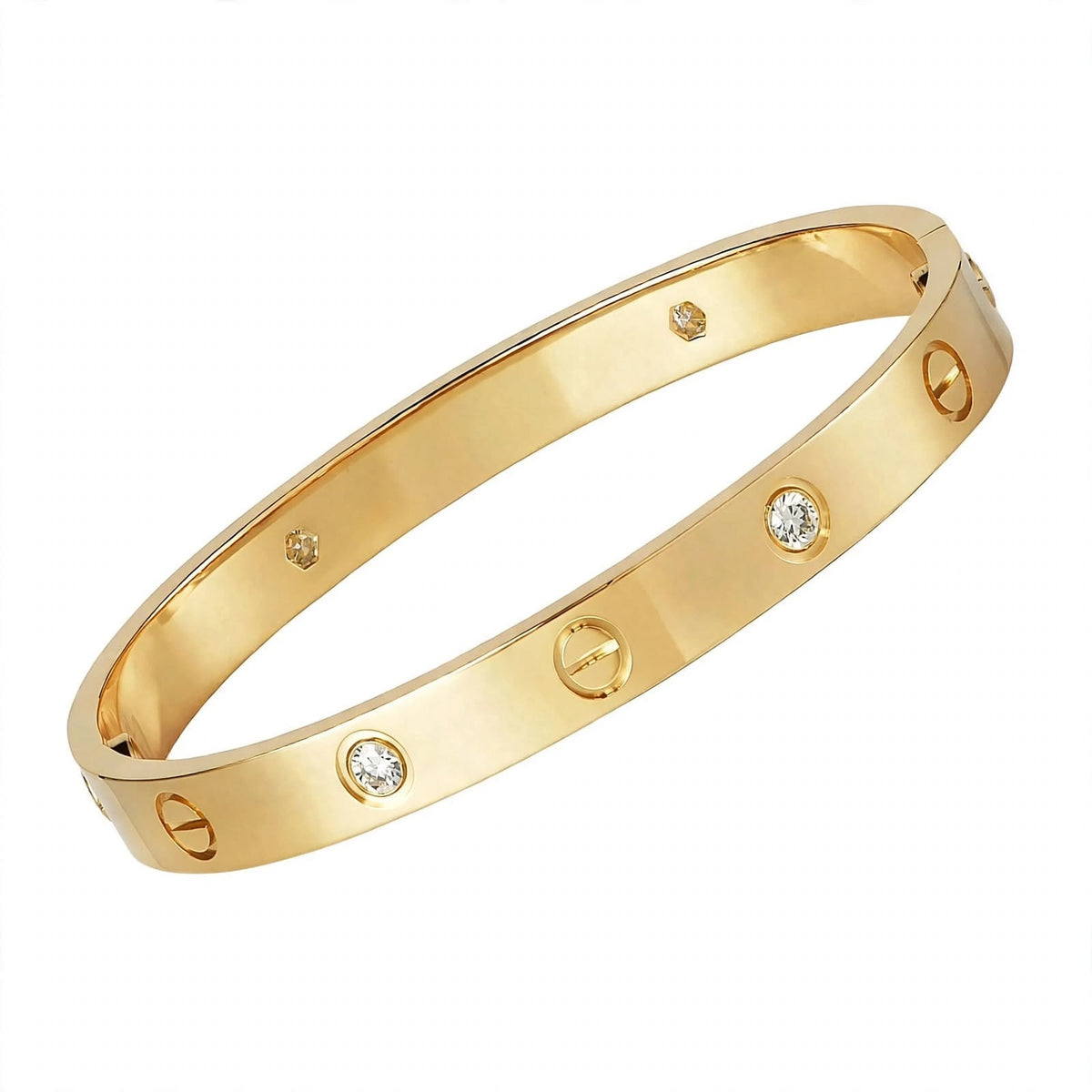 18K Yellow Gold Screw Motif Bangle