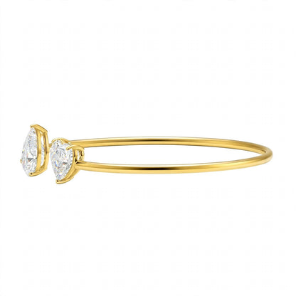 14K Rose Gold Toi et Moi Open Cuff Bracelet