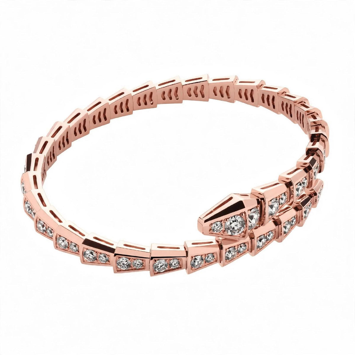 Handmade 18K White Gold Plated Silver Snake Bangle