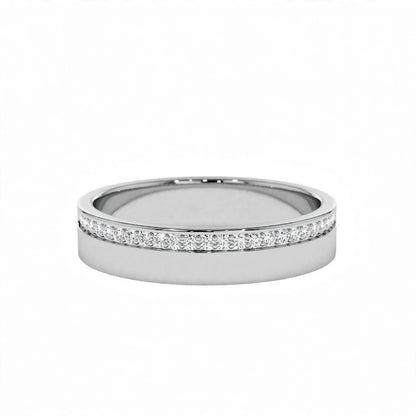 14K Rose Gold Diamond Grooved Wedding Band