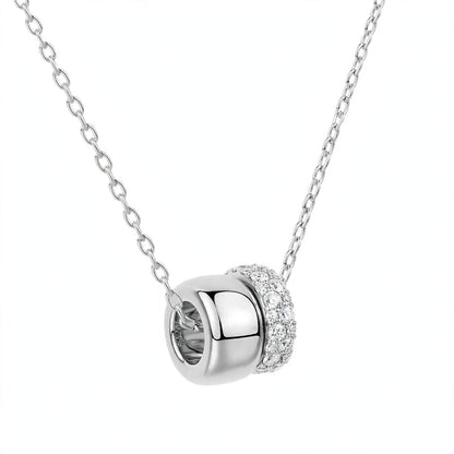 14K Rose Gold Double Band Barrel Pendant Necklace