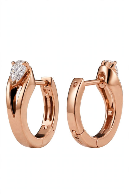 Pear-Cut Diamond Solitaire Hoop Stud Earrings