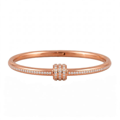18K Yellow Gold Plated Triple Cylinder Pavé Bangle