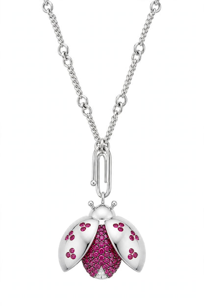 18K Yellow Gold Ladybug Pendant Necklace.