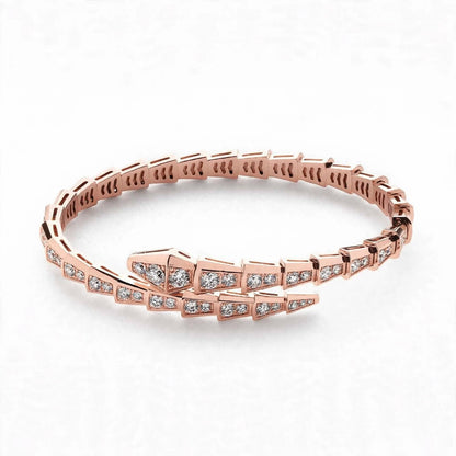 Handmade 18K White Gold Plated Silver Snake Bangle