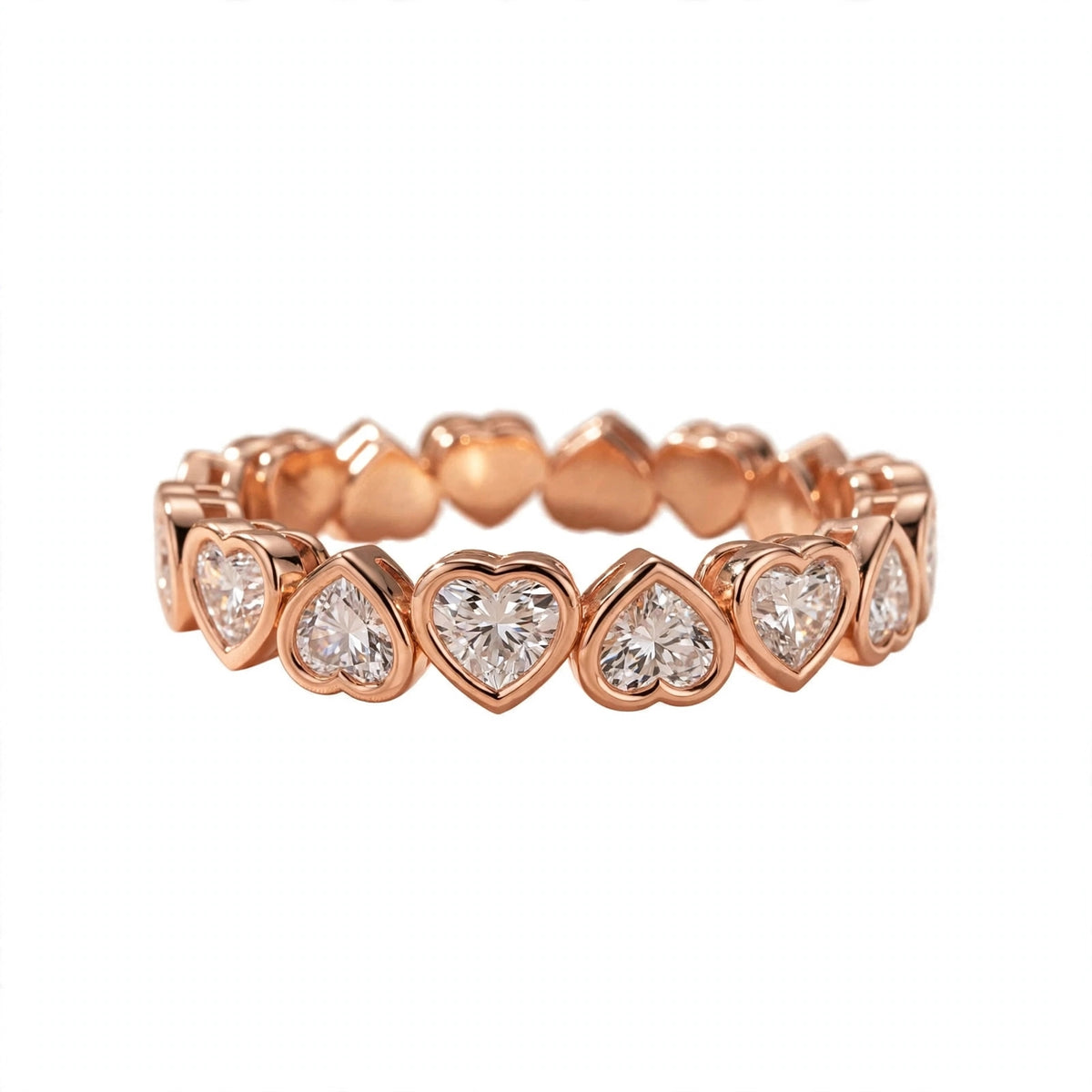 Bezel-Set Heart Cut Diamond Eternity Band