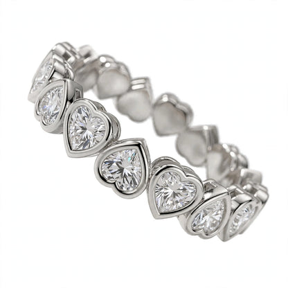 Bezel-Set Heart Cut Diamond Eternity Band
