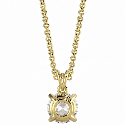 18K White Gold Round Cut Diamond Solitaire Pendant Necklace