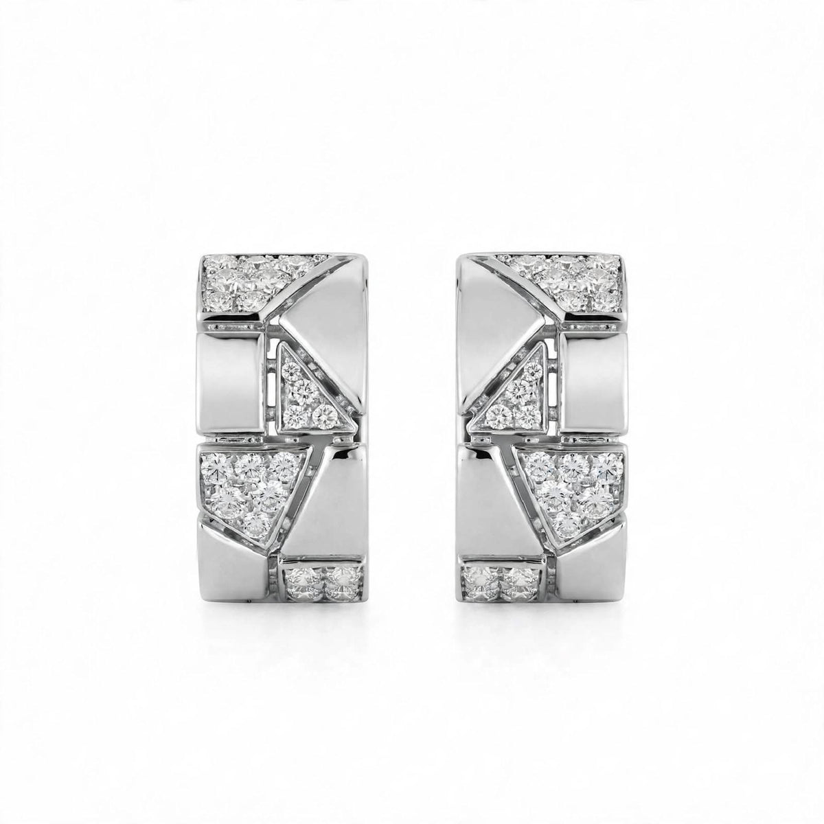 18K Yellow Gold Jigsaw Geometric Hoop Earrings