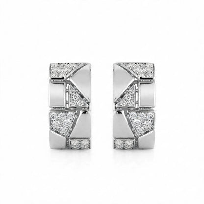 18K Yellow Gold Jigsaw Geometric Hoop Earrings