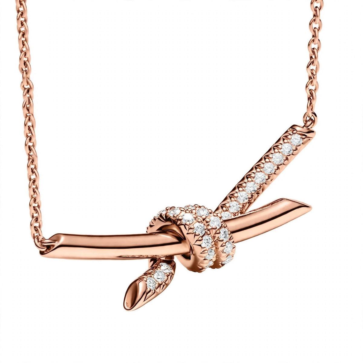 18K Yellow Gold Interlocking Knot Pendant Necklace